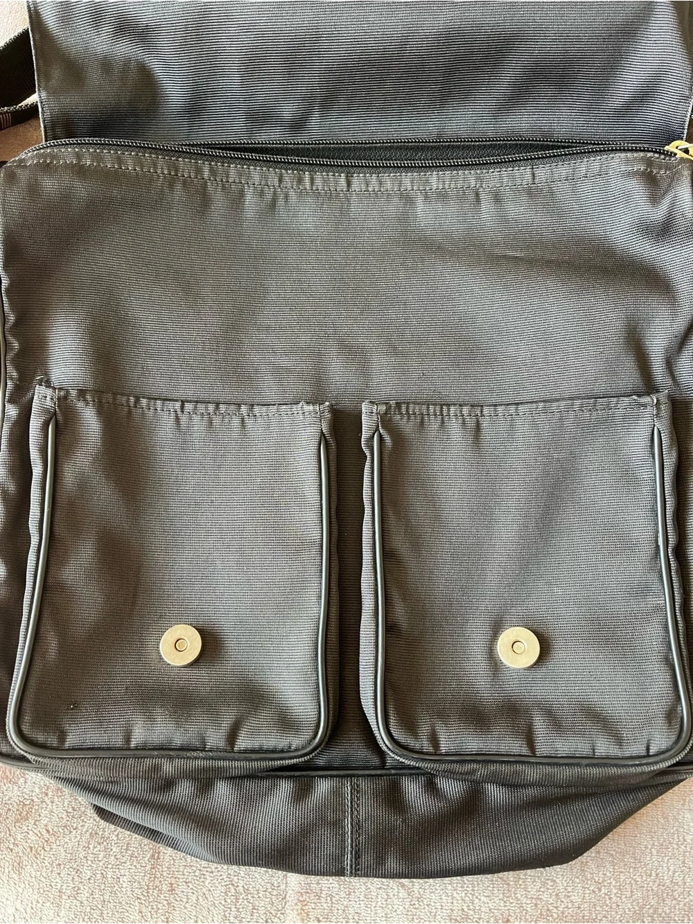 Fendi Black Canvas Messenger Bag with Logo Strap